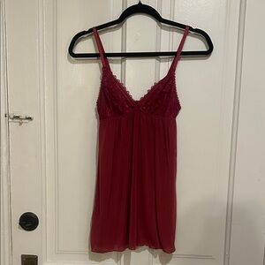 Women's Burgundy Lace-Trim Chemise Slip